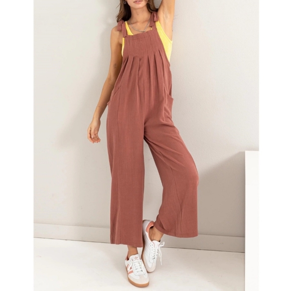 Pants - #650 SALE 🛑S,M,L NEW! Boho Chic LINEN Blended Pleated Jumpsuit
